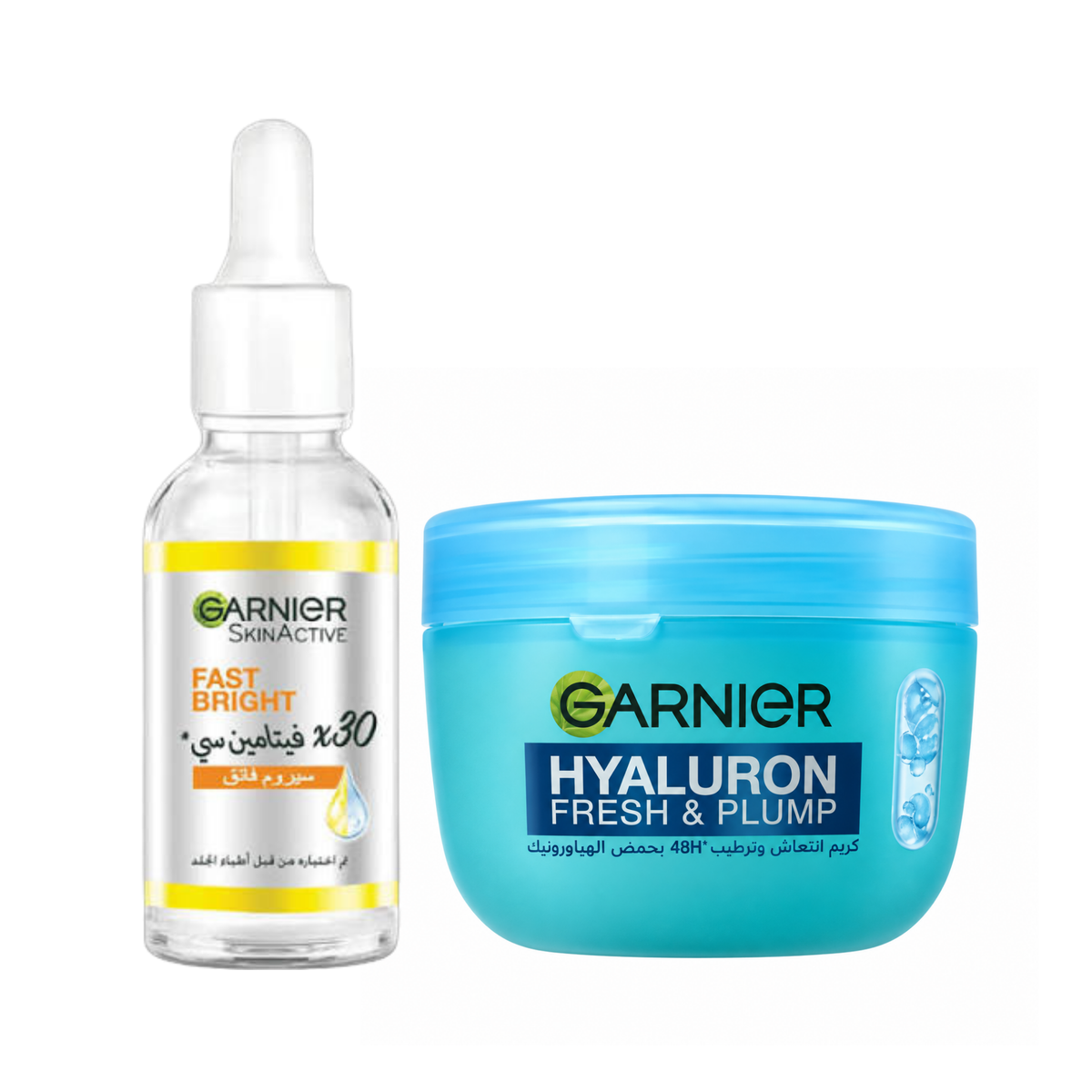Garnier Hyaluron Sorbet + Vitamin C Day Serum — exact Garnier Face & Body Cream and Vitamin C serum