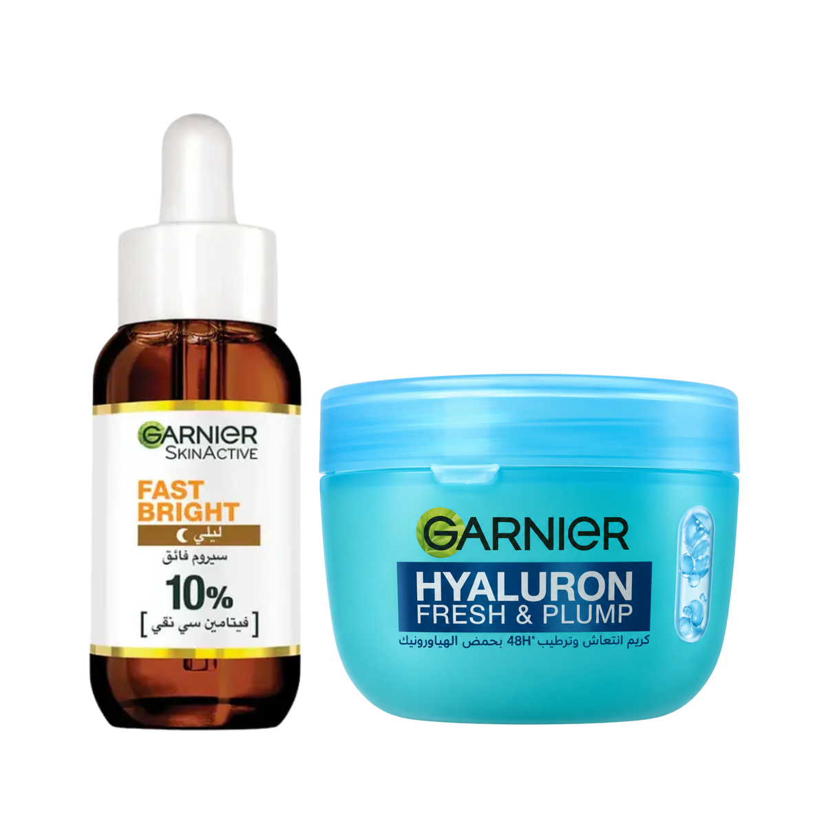 Garnier Hyaluron Sorbet + Vitamin C Night Serum — exact Garnier Face & Body Cream and Vitamin C serum