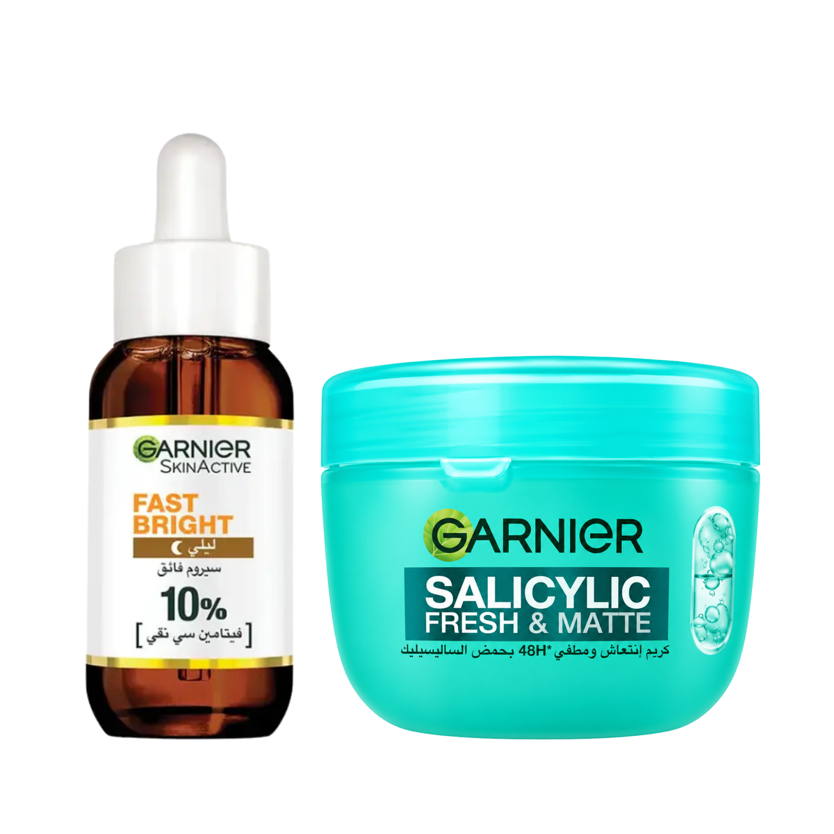 Garnier Salicylic Sorbet + Vitamin C Night Serum — exact Garnier Face & Body Cream and Vitamin C serum