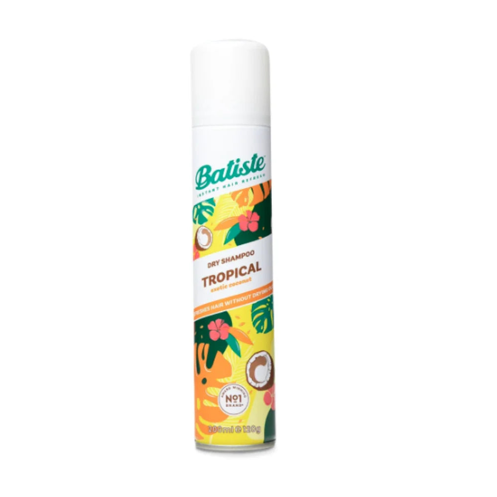 Batiste Tropical Dry Shampoo 200ml – Coconut & Exotic Scent Hair Refresh Spray