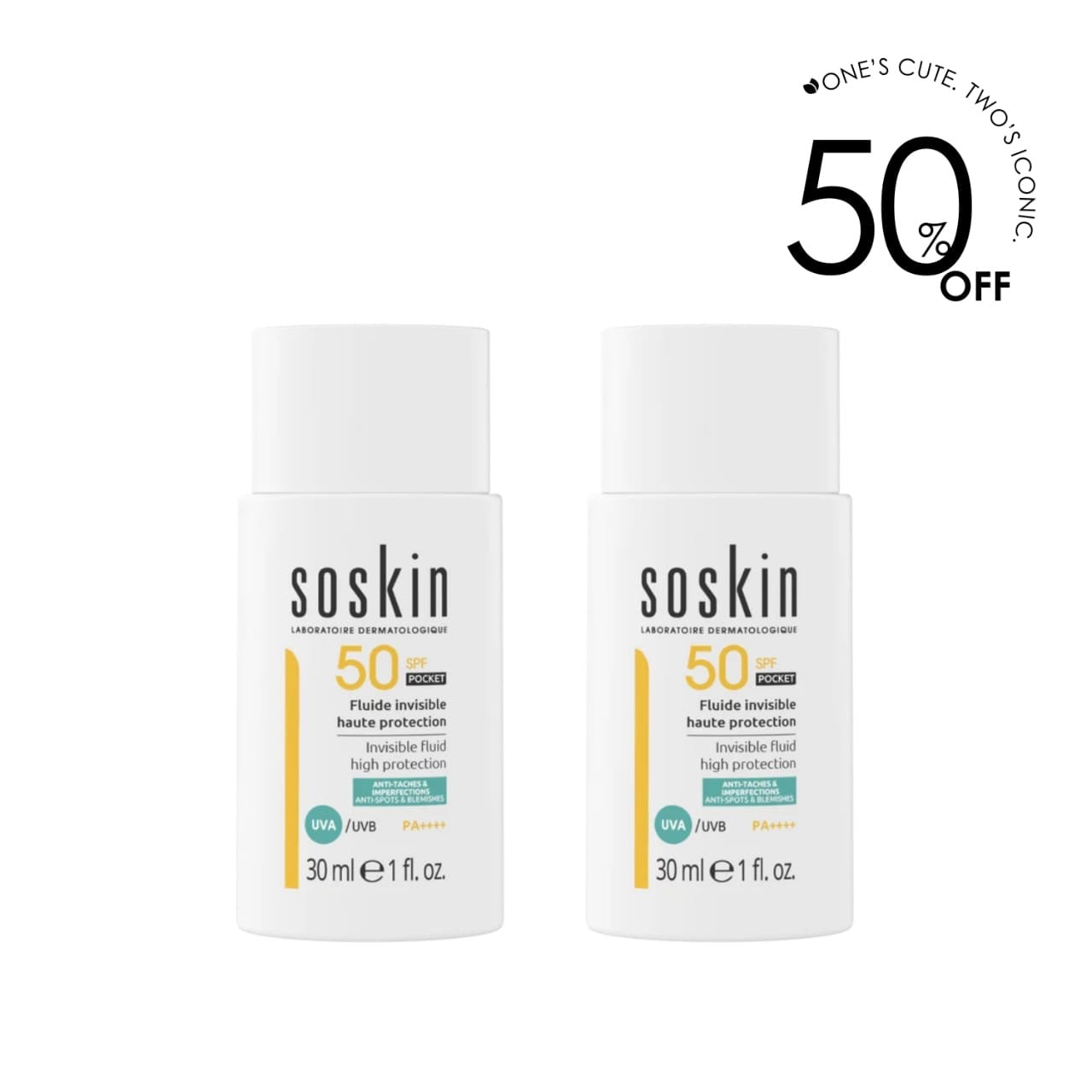 2 x Invisible Fluid High Protection Anti-spots & Blemishes 30ML