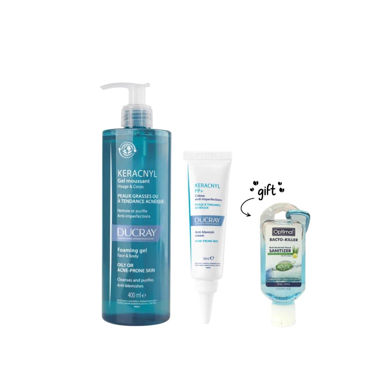 Keracnyl Foaming Gel - Face and Body + Keracnyl PP+ Anti-Blemish Cream + Free Gift
