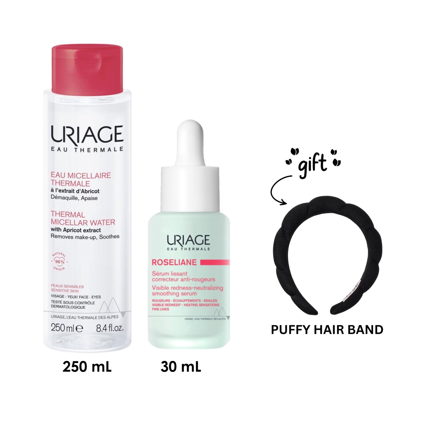 Thermal Micellar Water With Apricot Extract + Roséliane Visible Redness Neutralizing Smoothing Serum + FREE Headband