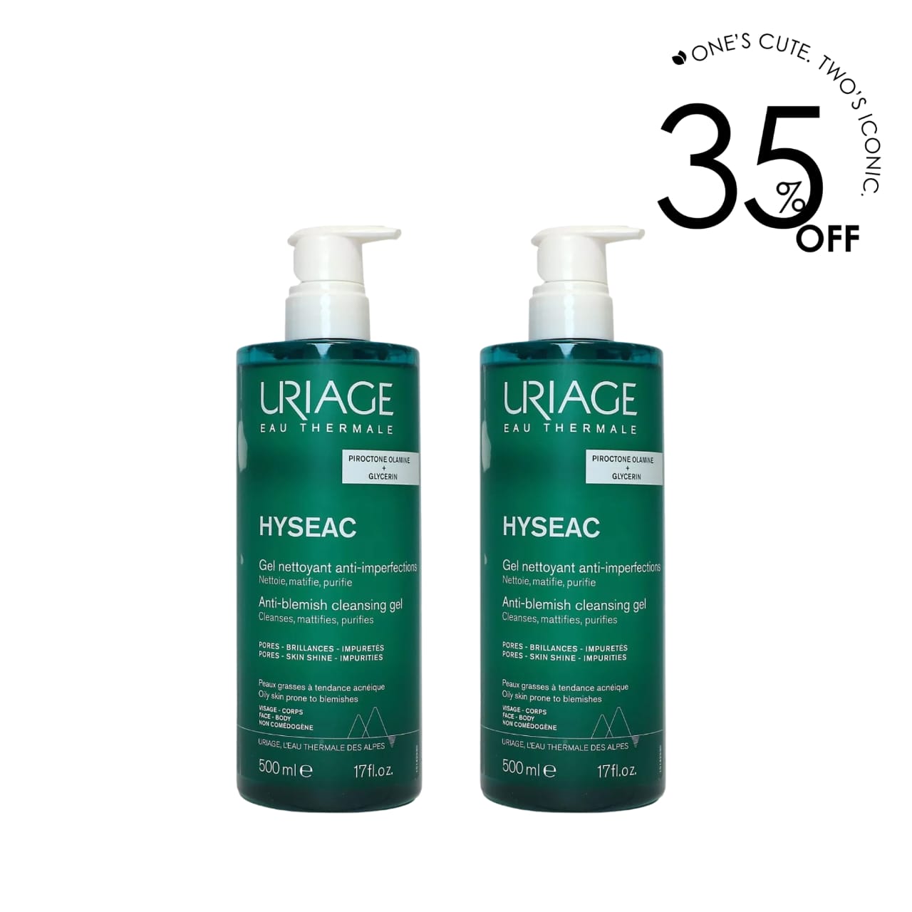 2 x Hyséac Cleansing Gel 500 ML
