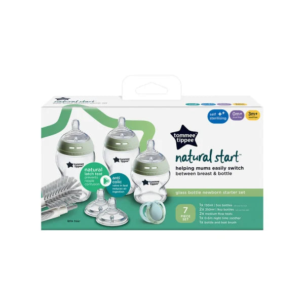 Natural Start Glass Bottle Newborn Starter Set 7 Piece Set