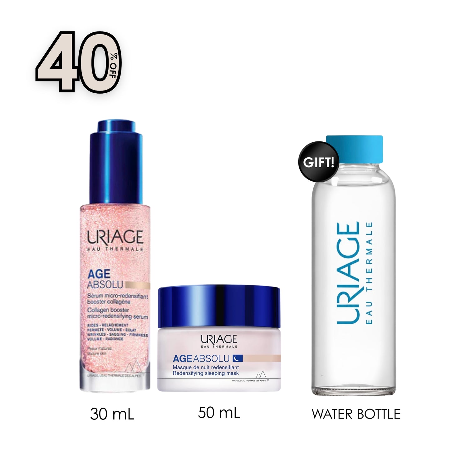 Age Absolu Collagen Booster Micro-Redensifying Serum + Age Absolu Redensifying Sleeping Mask + Free Stay Hydrated With This Chic Water Bottle
