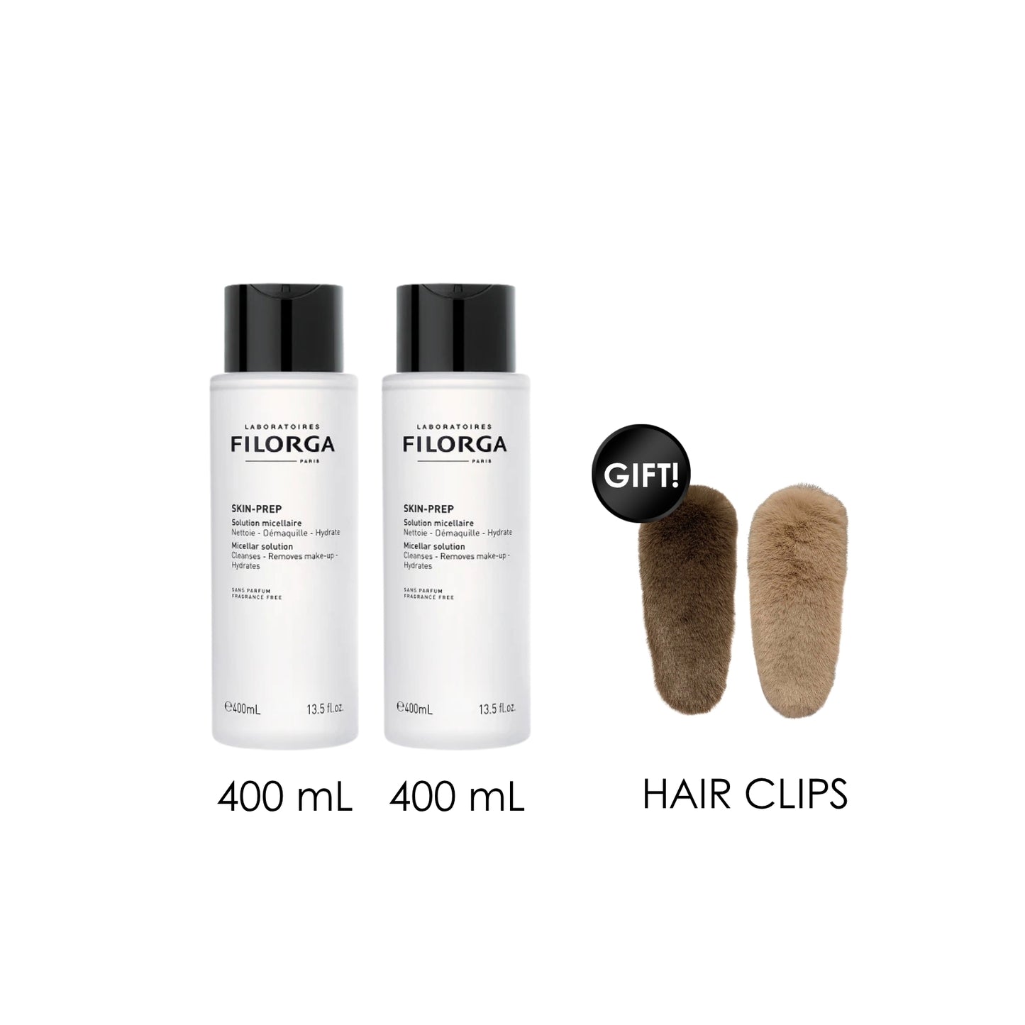 Skin Prep Micellar Solution (x2) + Free Gift Hair Clips