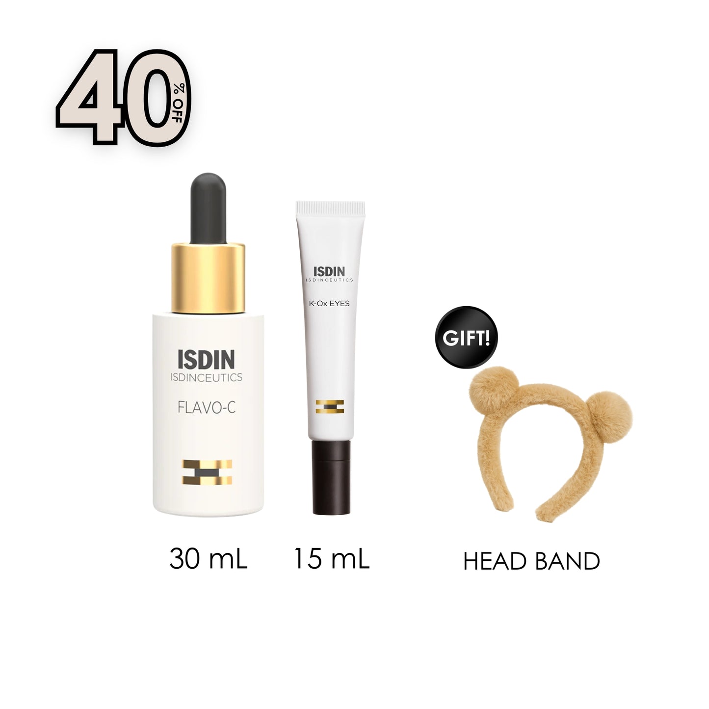 Isdinceutics Flavo-C 30 ML + K-Ox Eyes 15 ML + Free Gift Cozy Bear Headband