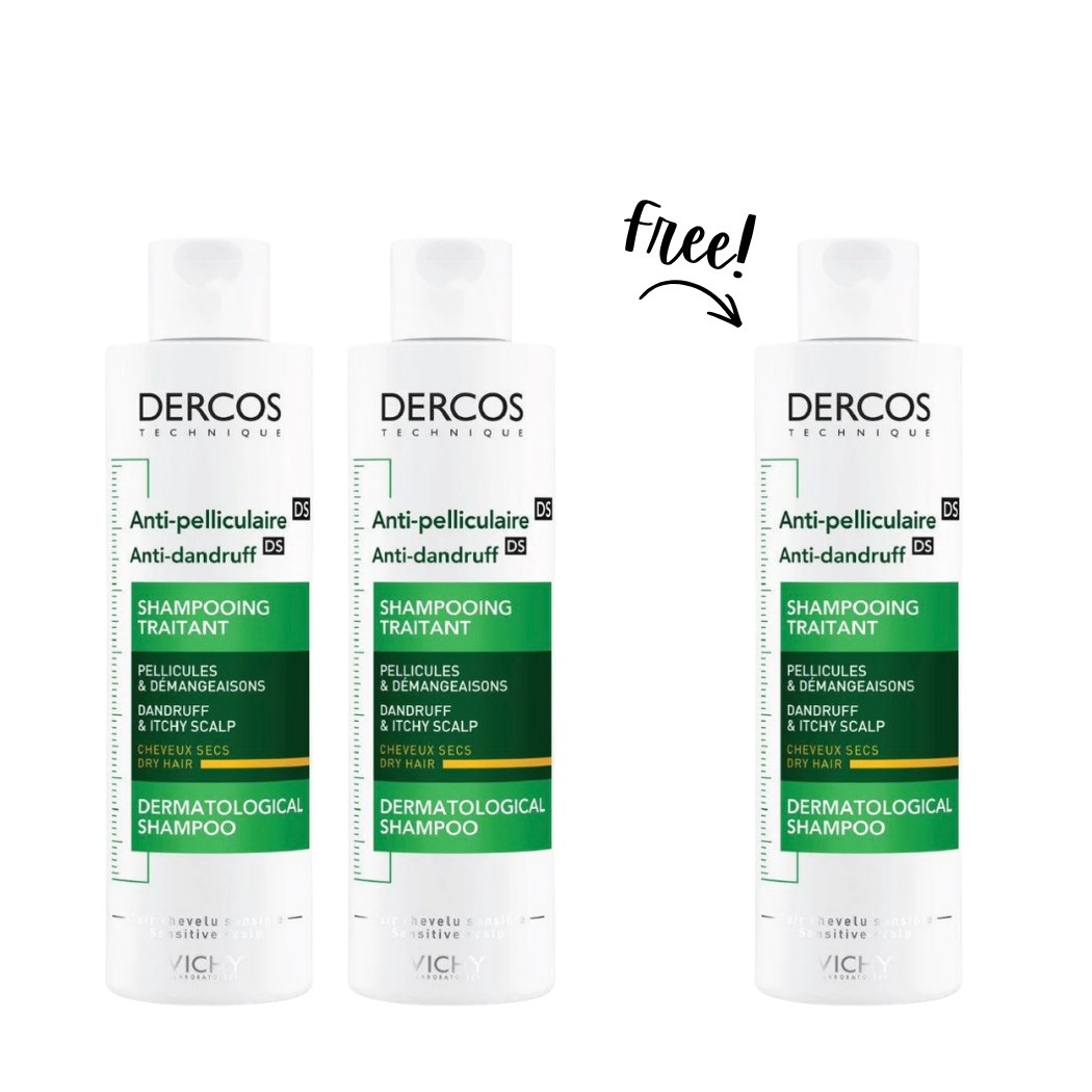 Buy 2 Get 1 - Dercos Anti-Dandruff Shampoo for Dry Hair 200 ML