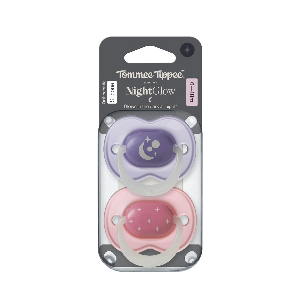 Tommee Tippee Night Glow Pacifier 6-18 M Girl