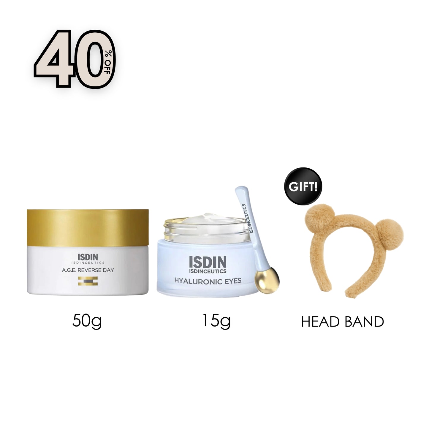 Isdinceutics A.G.E. Reverse Day + Hyaluronic Eyes 15 G + Free Gift Cozy Bear Headband