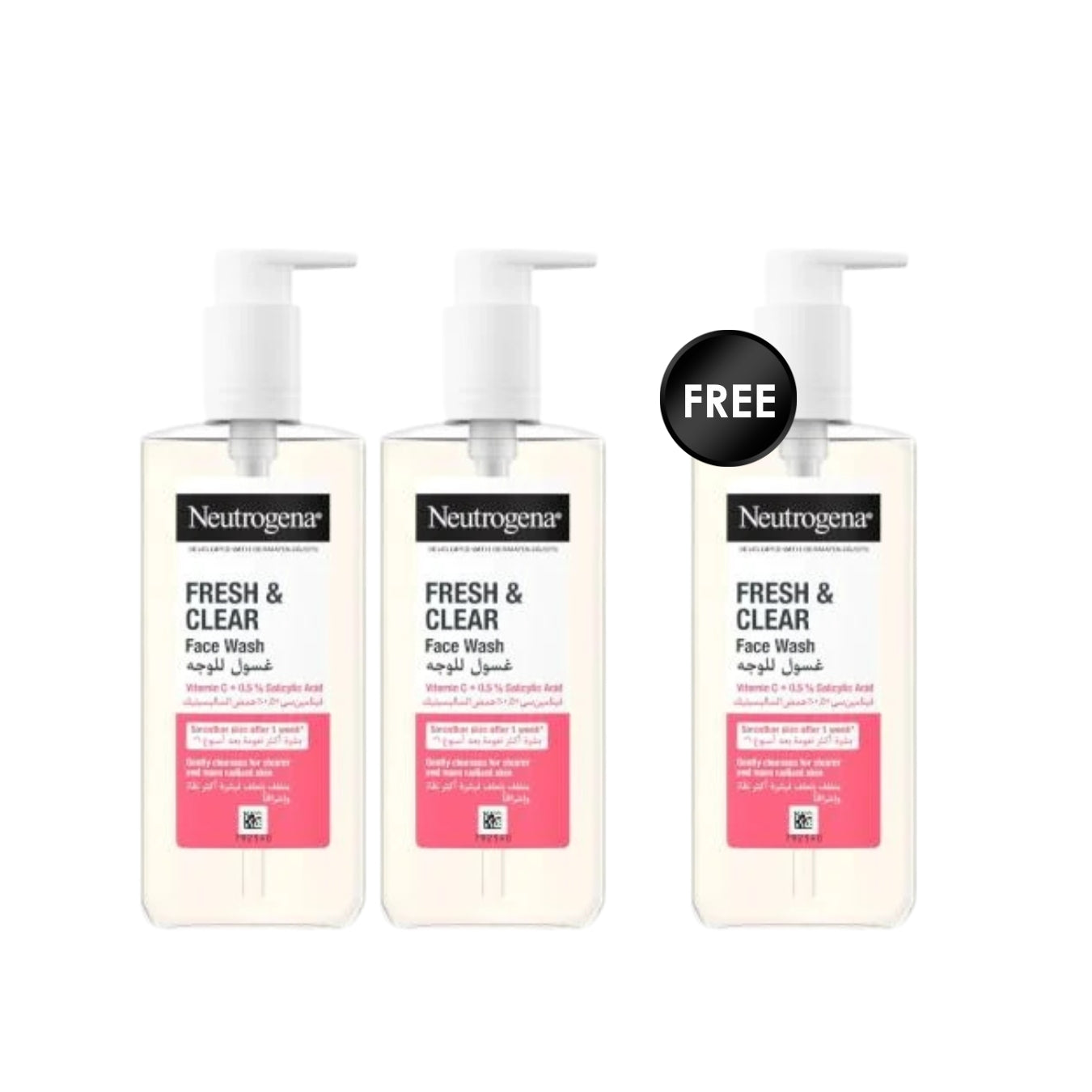 3 x Neutrogena Fresh & Clear Facial Wash with Pink Grapefruit 200ml