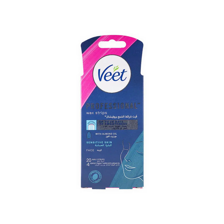 Professional Wax Strips Sensitive Skin Face 20 Wax 4 Wipes