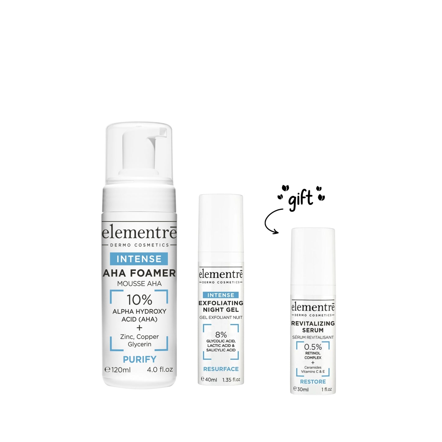 10% AHA Foamer 120 ML + 8% Triple Acid Exfoliating Night Gel 40 ML + FREE 0.5% Retinol Revitalizing Serum 30 ML