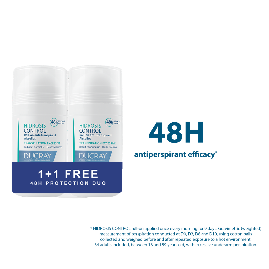 Ducray Hidrosis Control Antiperspirant Roll-On - Underarms | Buy 1 Get 1 FREE