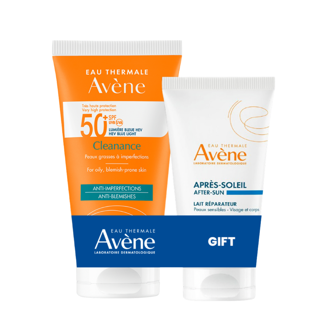 Avène Cleanance SPF 50+ Anti-Blemish Sunscreen 50mL + FREE After-Sun Repair Lotion | Buy 1 Get 1