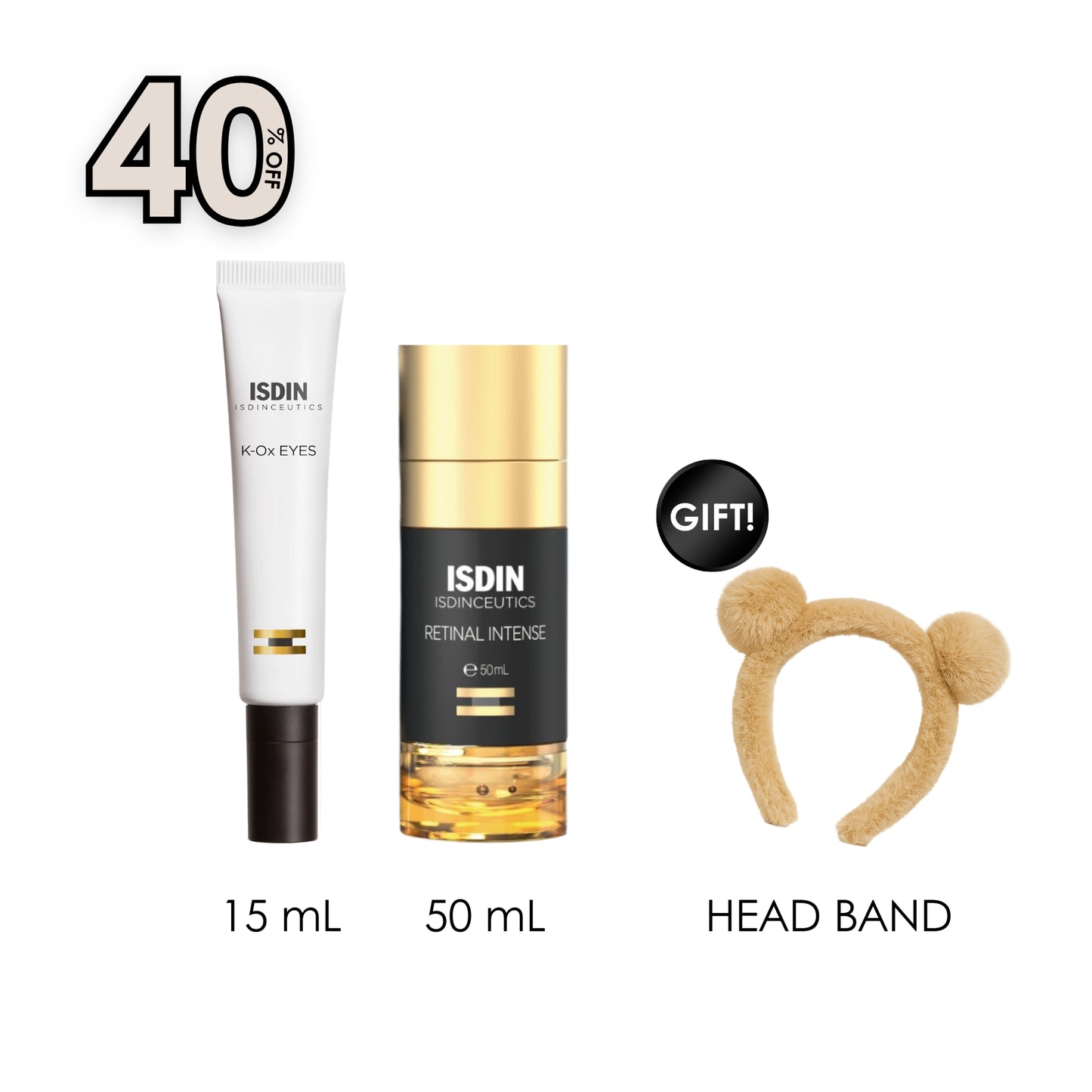 Isdinceutics K-Ox Eyes 15 ML + Retinal Intense 50 ML + Free Gift Cozy Bear Headband