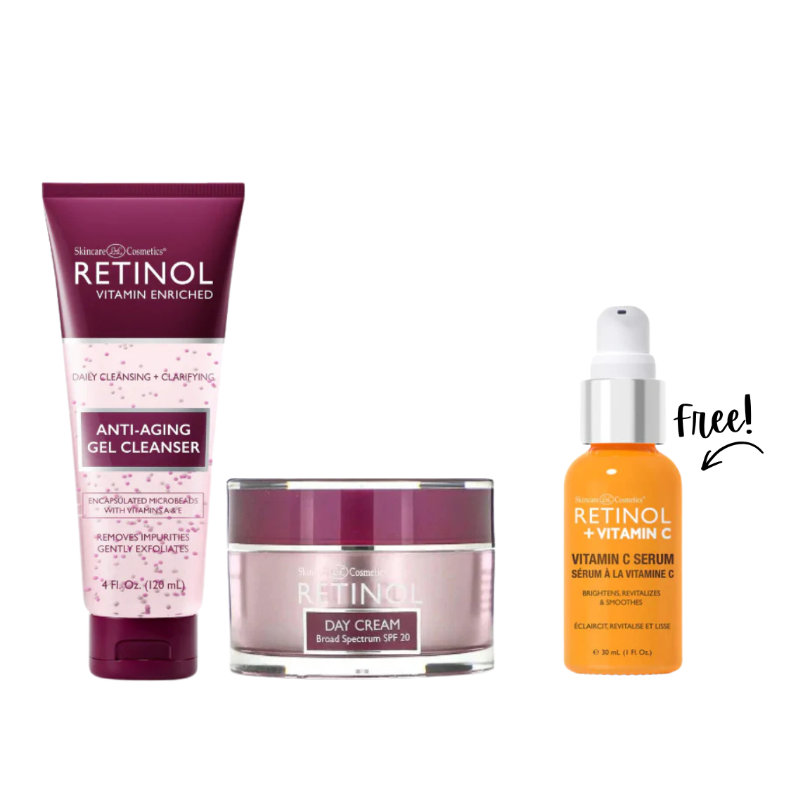 Buy Gel cleanser + Day Cream SPF20+ and Get Free Gift - Retinol & Vitamin C Serum 30mL