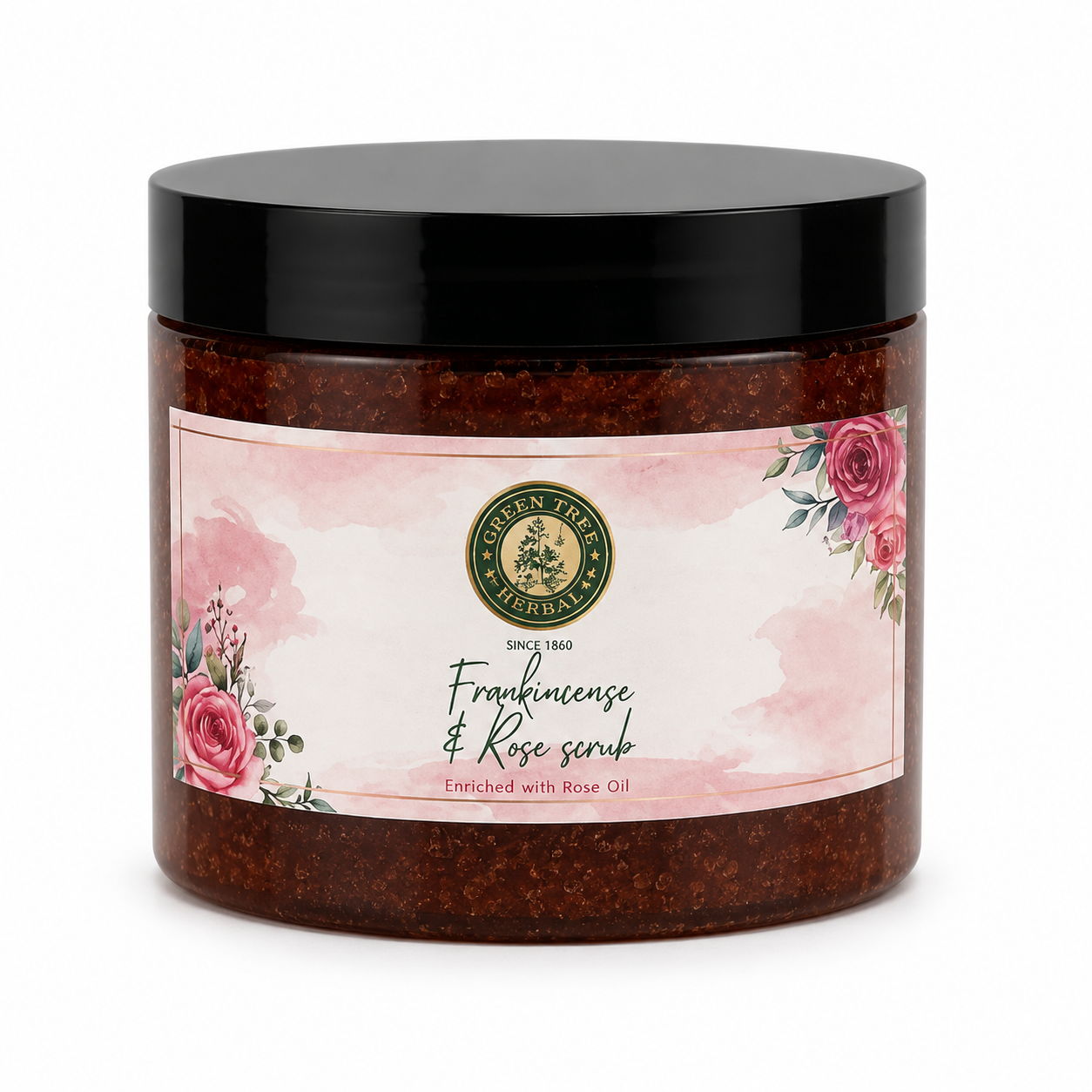 Green Tree Herbal Frankincense & Rose Scrub – Enriched with Rose Oil
