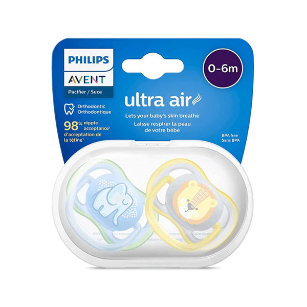 2 Ultra Air Elephant-Owl Soothers 0-6m - Mix