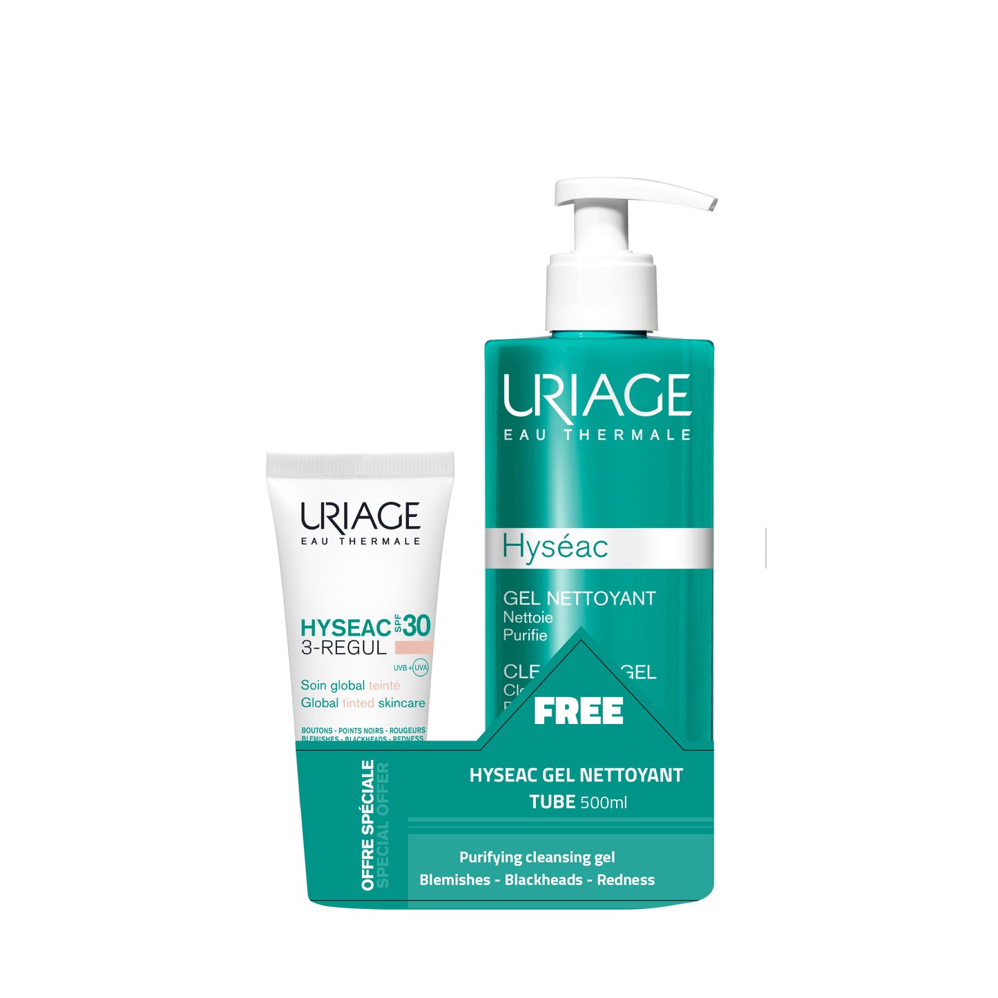 Hyseac 3-Regul Global Tinted Skincare SPF 30 40 ML + Hyseac Anti Blemish Cleansing Gel 500 ML for Free
