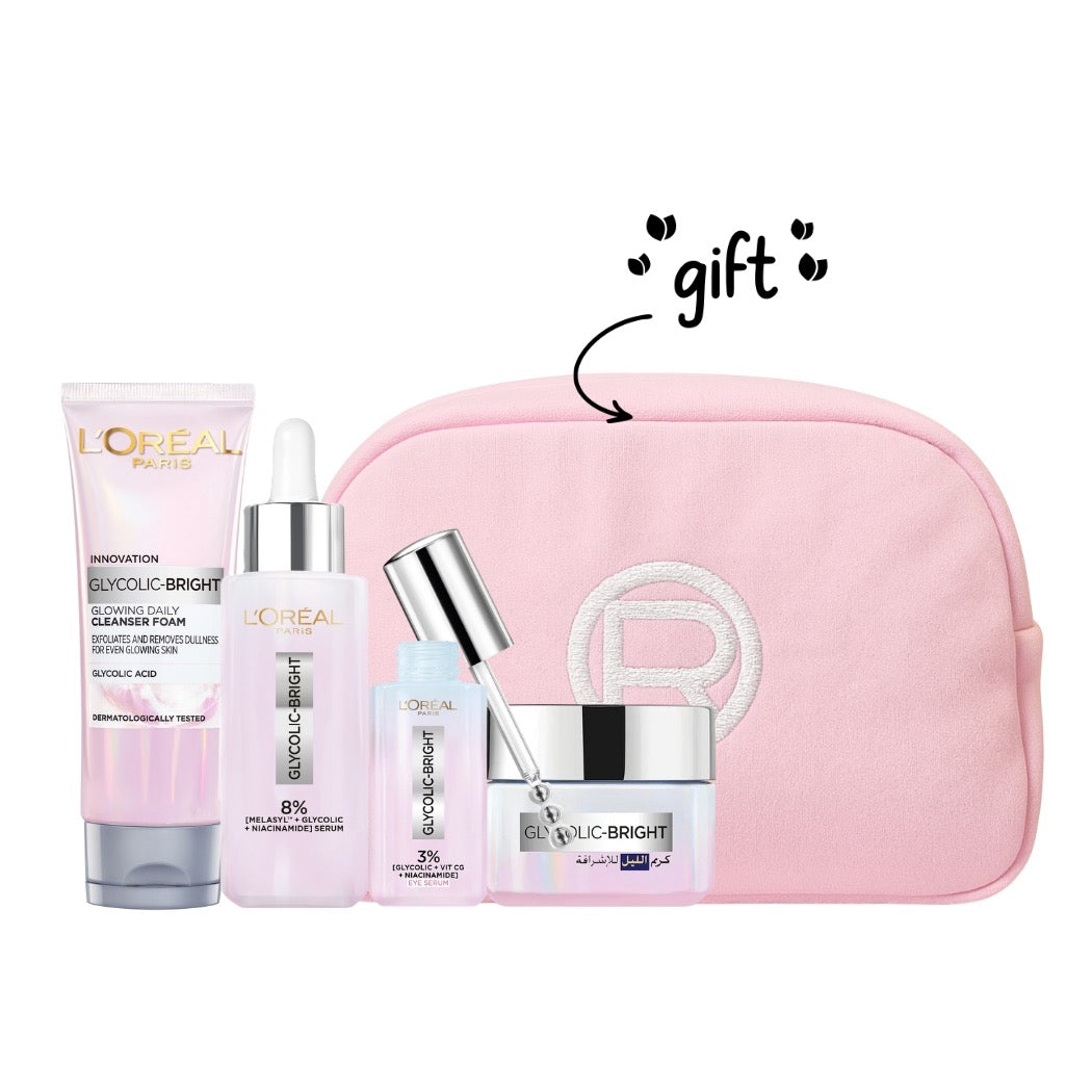 Glycolic Bright Wash + Night Cream + Eye Serum + Face Serum + FREE Melasyl Pouch