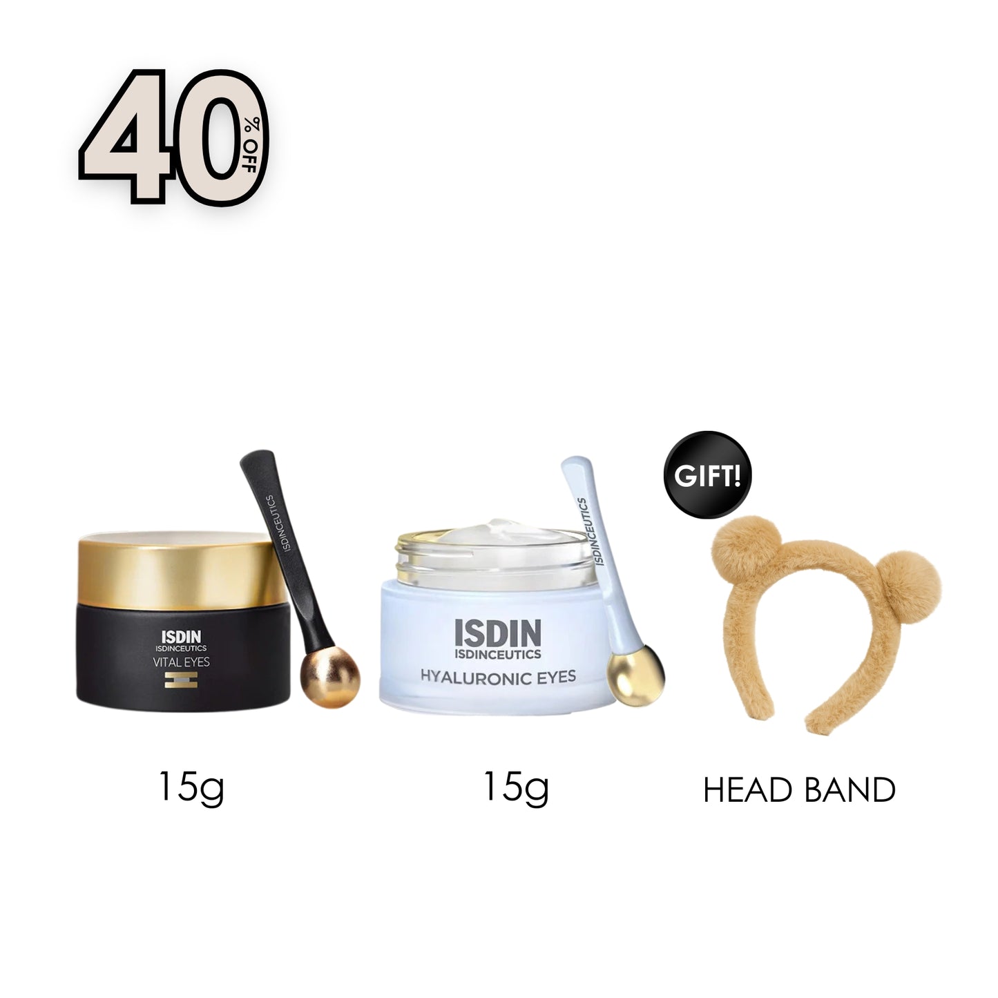 Isdinceutics Vital Eyes Eye Cream 15 G + Hyaluronic Eyes 15 G + Free Gift Cozy Bear Headband
