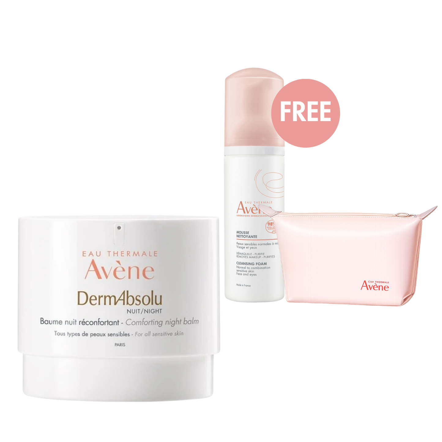Avène DermAbsolu Comforting Night Balm Bundle + FREE Cleansing Foam & Toiletry Bag
