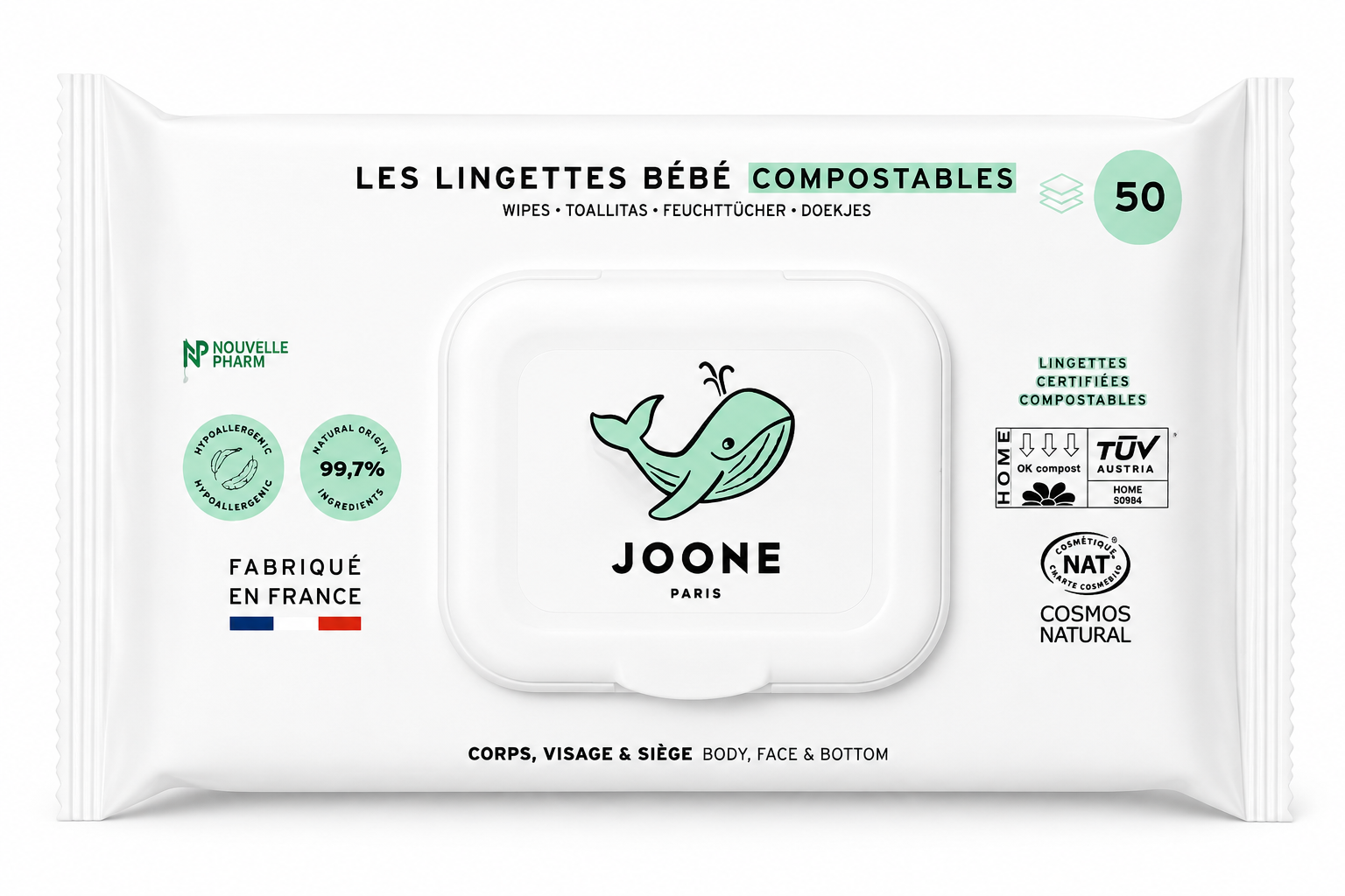 JOONE Paris Compostable Baby Wipes – 50 Wipes