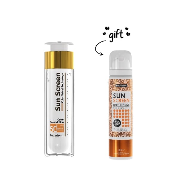 Sunscreen Color Velvet Face Cream SPF 50+ + Free Frezyderm Sun Screen On The Move SPF50 75 ML