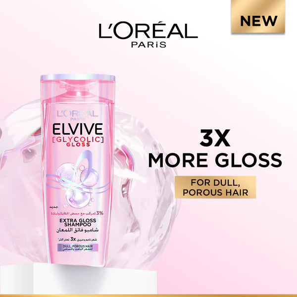 Elvive Glycolic Gloss Extra Gloss Shampoo For Dull Porous Hair Powered by 3% Glycolic Acid