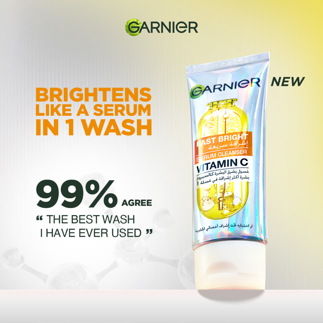 Garnier Fast Bright Serum Cleanser - Dual Action Foam Cleanser - 100 ml
