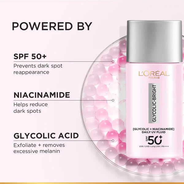 Glycolic Bright Anti-Dark Spot Daily UV Fluid SPF 50+ with [Glycolic Acid + Niacinamide]