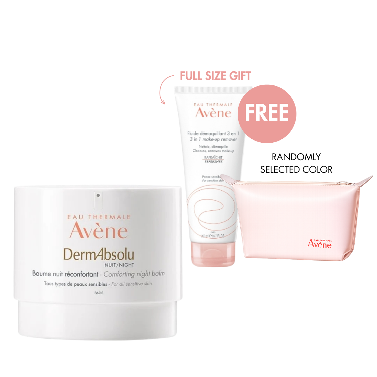 Avène DermAbsolu Comforting Night Balm + FREE Full-Size 3-in-1 Make-Up Remover & Pouch