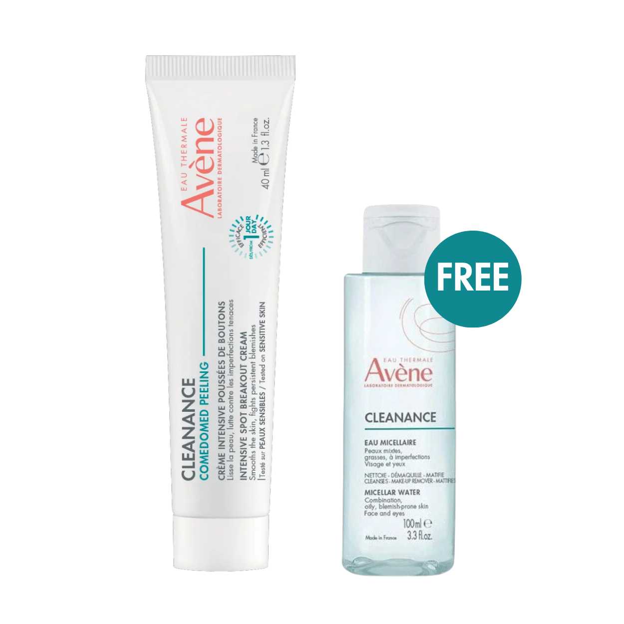 Avène Cleanance Comedomed Peeling Intensive Spot Breakout Cream 40ml + FREE Cleanance Micellar Water 100ml