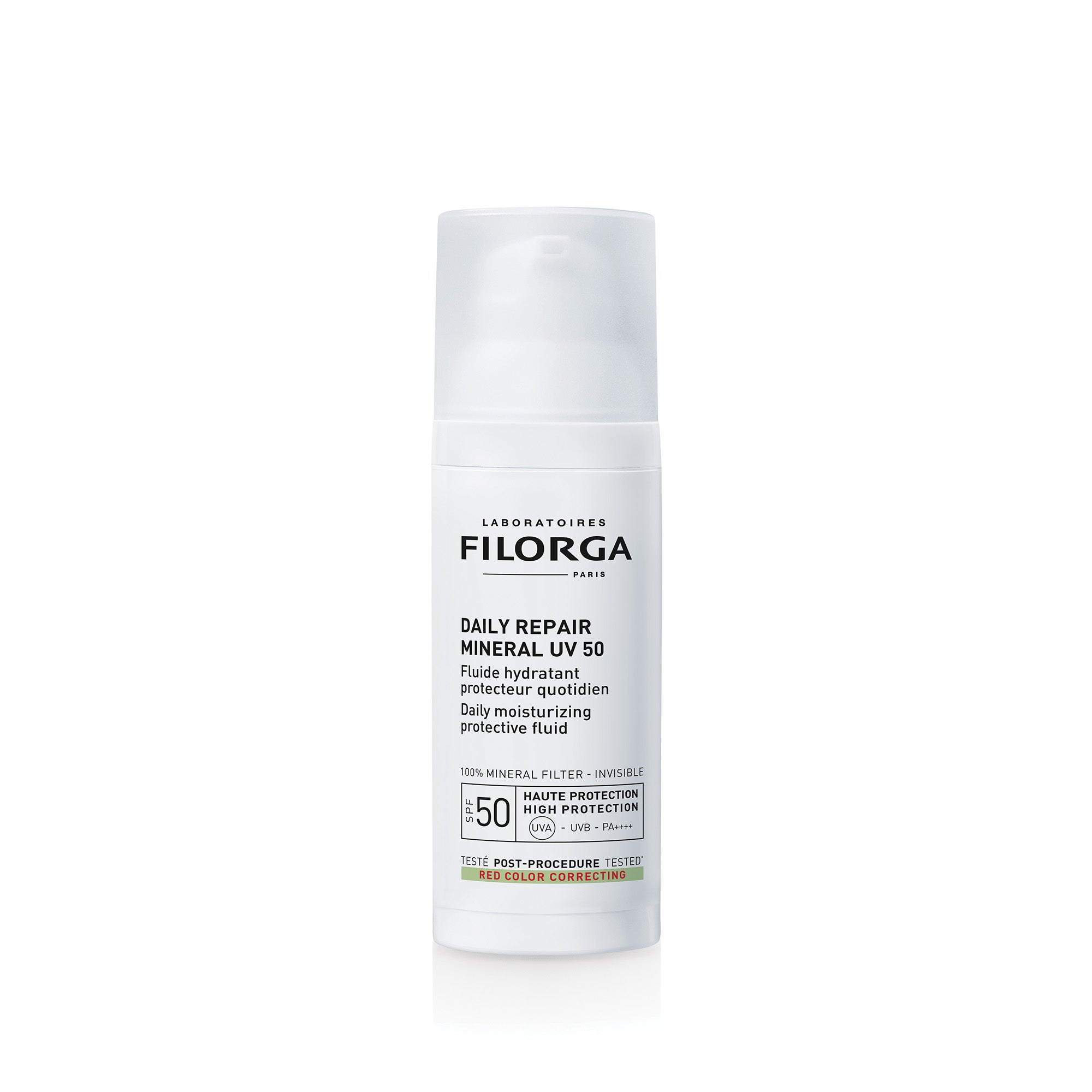 Filorga Daily Repair Mineral UV 50 skincare product on a white background
