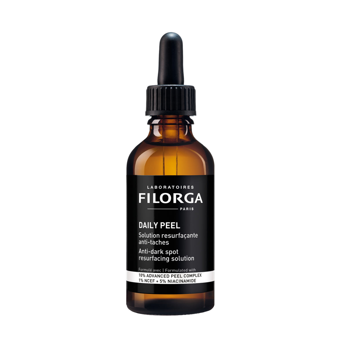 Filorga skincare dropper bottle on a white background