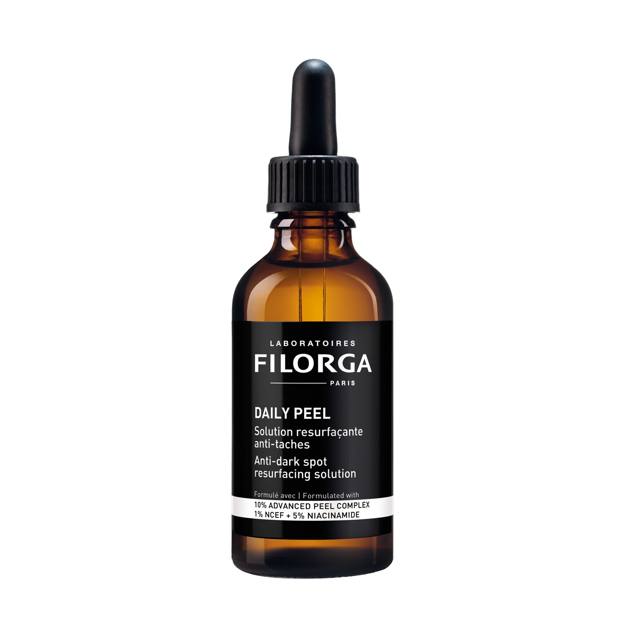 Filorga skincare dropper bottle on a white background