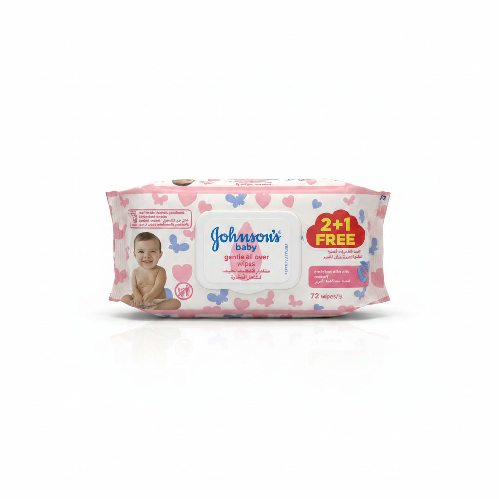 Johnson's Baby Gentle All Over Wipes 72 Wipes 2+1 Free