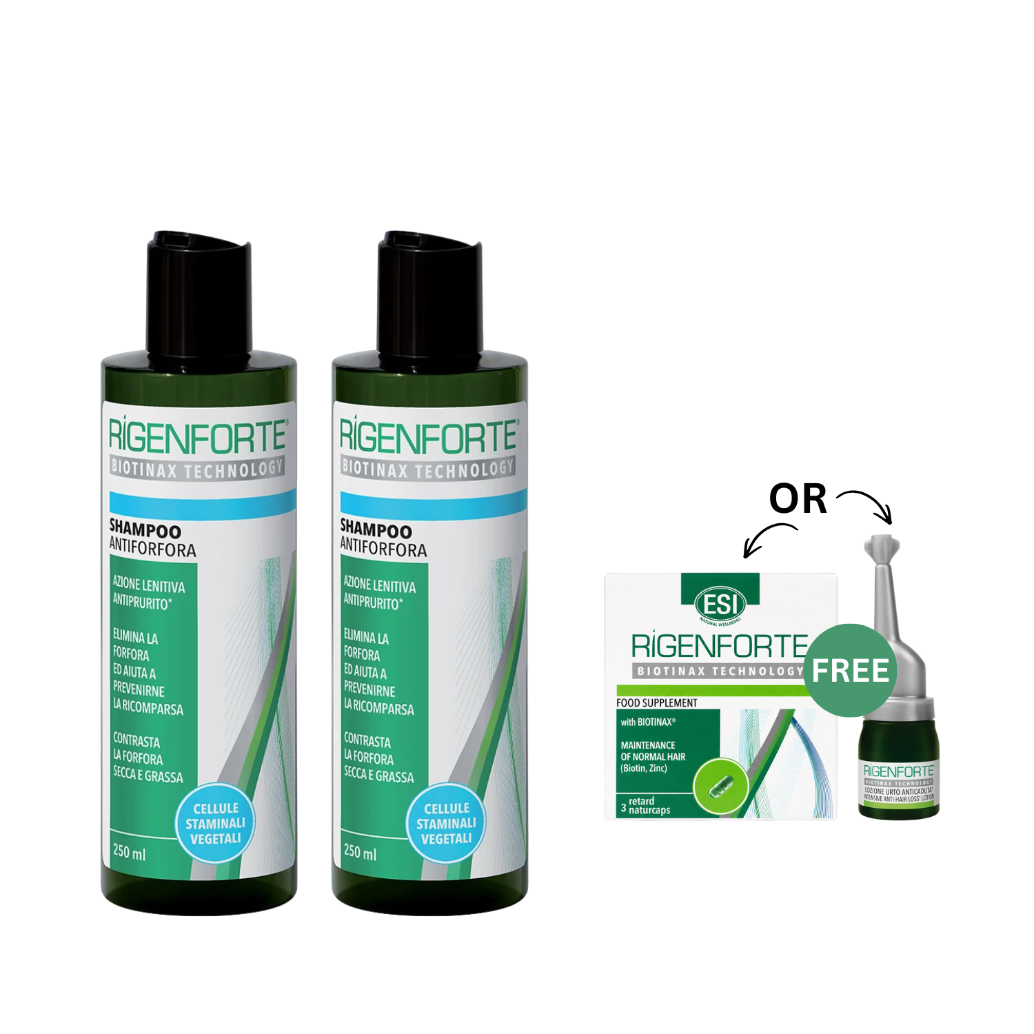 ESI Rigenforte Anti-Dandruff Shampoo Duo + FREE Intensive Anti-Hair Loss Lotion