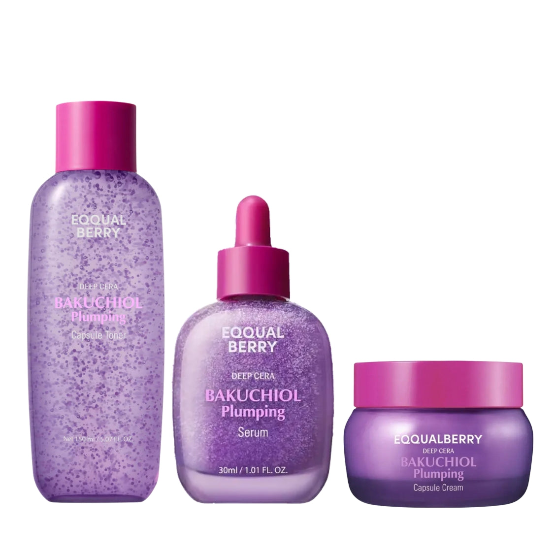 Bakuchiol Plumping Capsule Cream 50ML + Eqqual Berry Bakuchiol Plumping Serum 30ML + Deep Cera Bakuchiol Capsule Toner 150ML