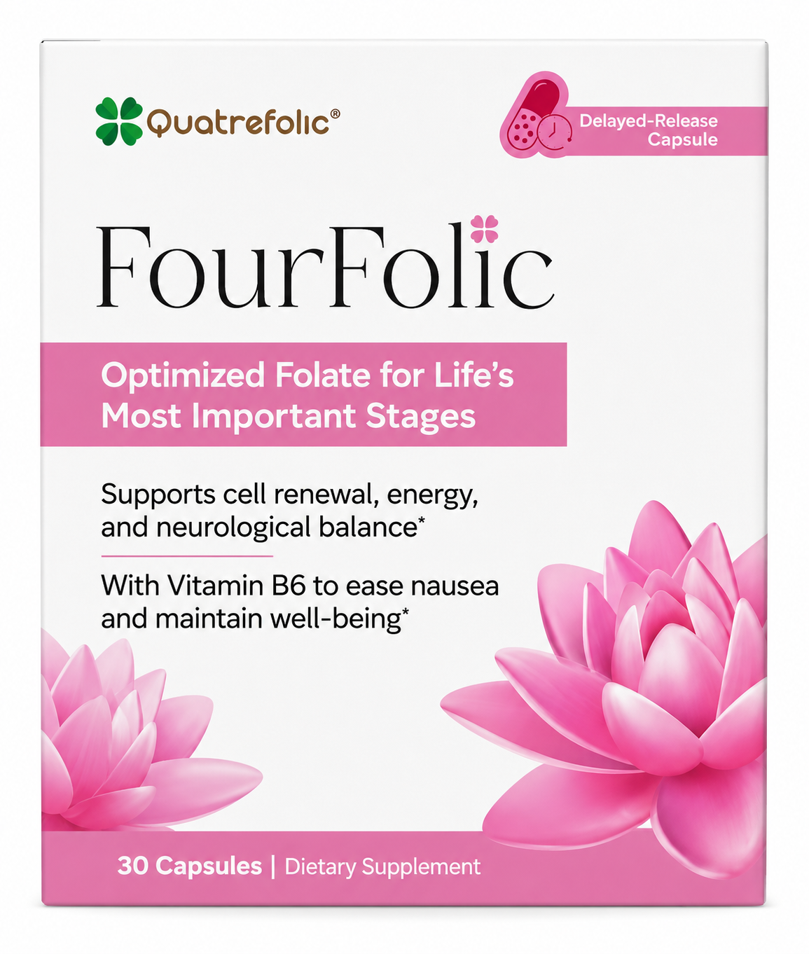 FourFolic Optimized Folate with Vitamin B6 – 30 Delayed-Release Capsules