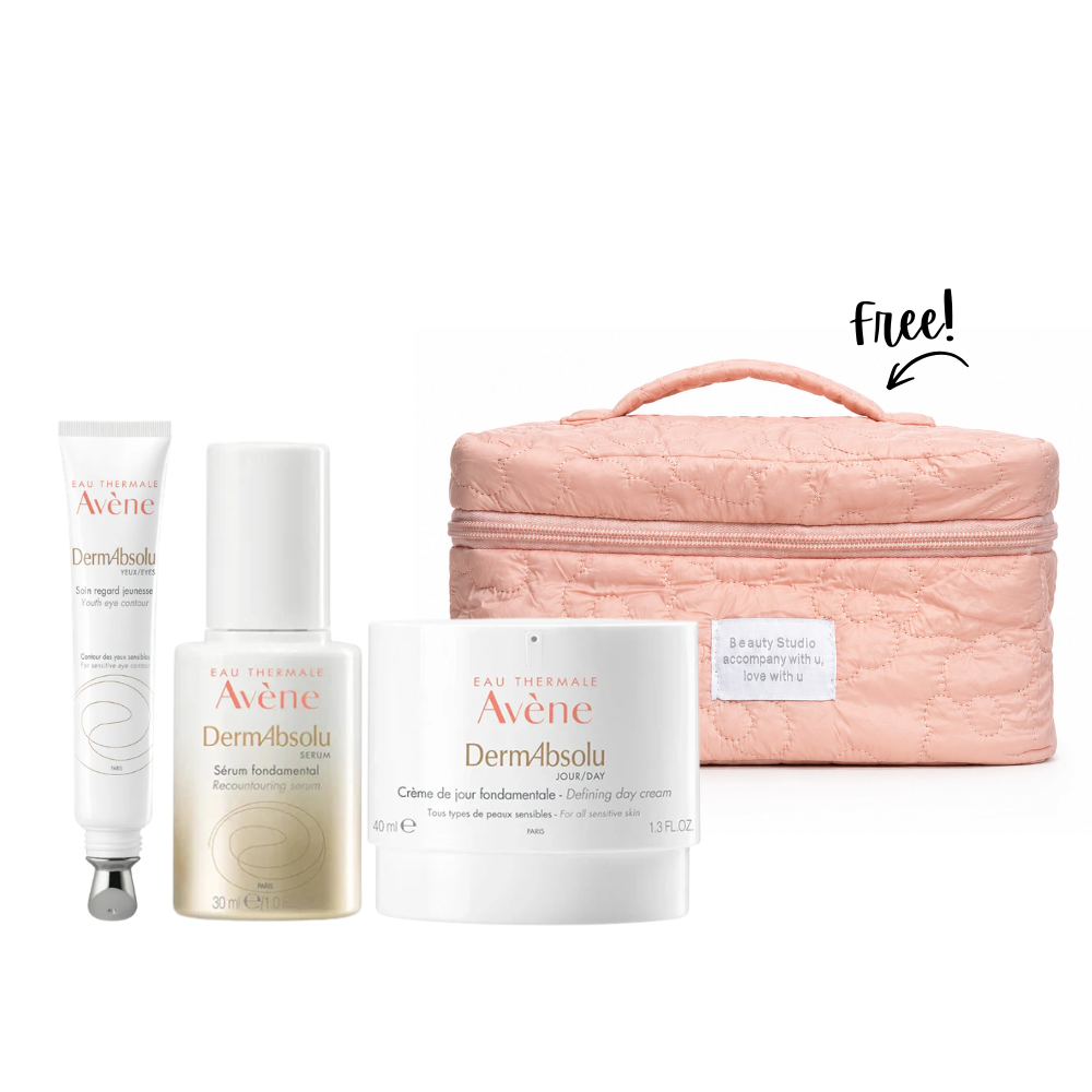 DermAbsolu Recontouring Serum 30 ML + Dermabsolu Youthful Eye Care 15 ML + Dermabsolu Jour Fundamental Day Cream 40 ML + Gift - Pink Makeup Pouch