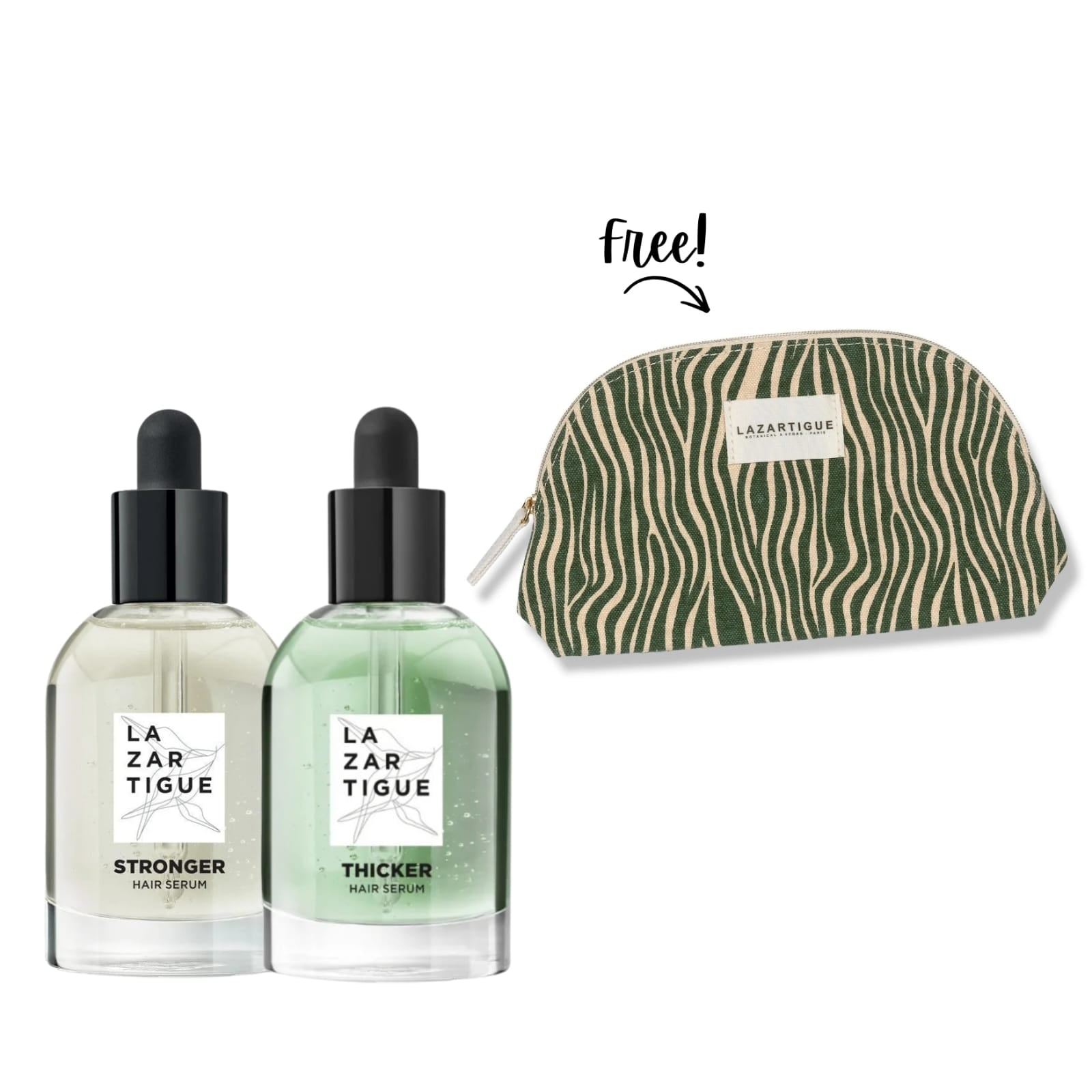 Stronger Fortifying Anti-Hair Loss Serum + Thicker Densifying Hair Loss Serum + Free Pouch