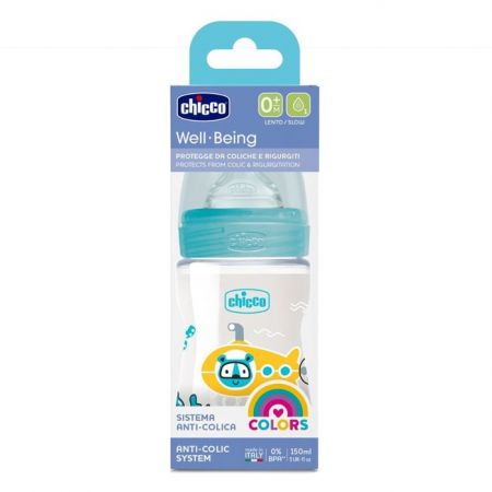 Chicco Well Being Bottle Blue Slow Flow 150 Ml