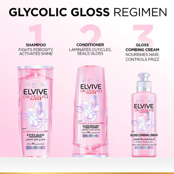 Elvive Glycolic Gloss Gloss Sealing Conditioner For Dull Porous Hair Powered by 3% Glycolic Acid