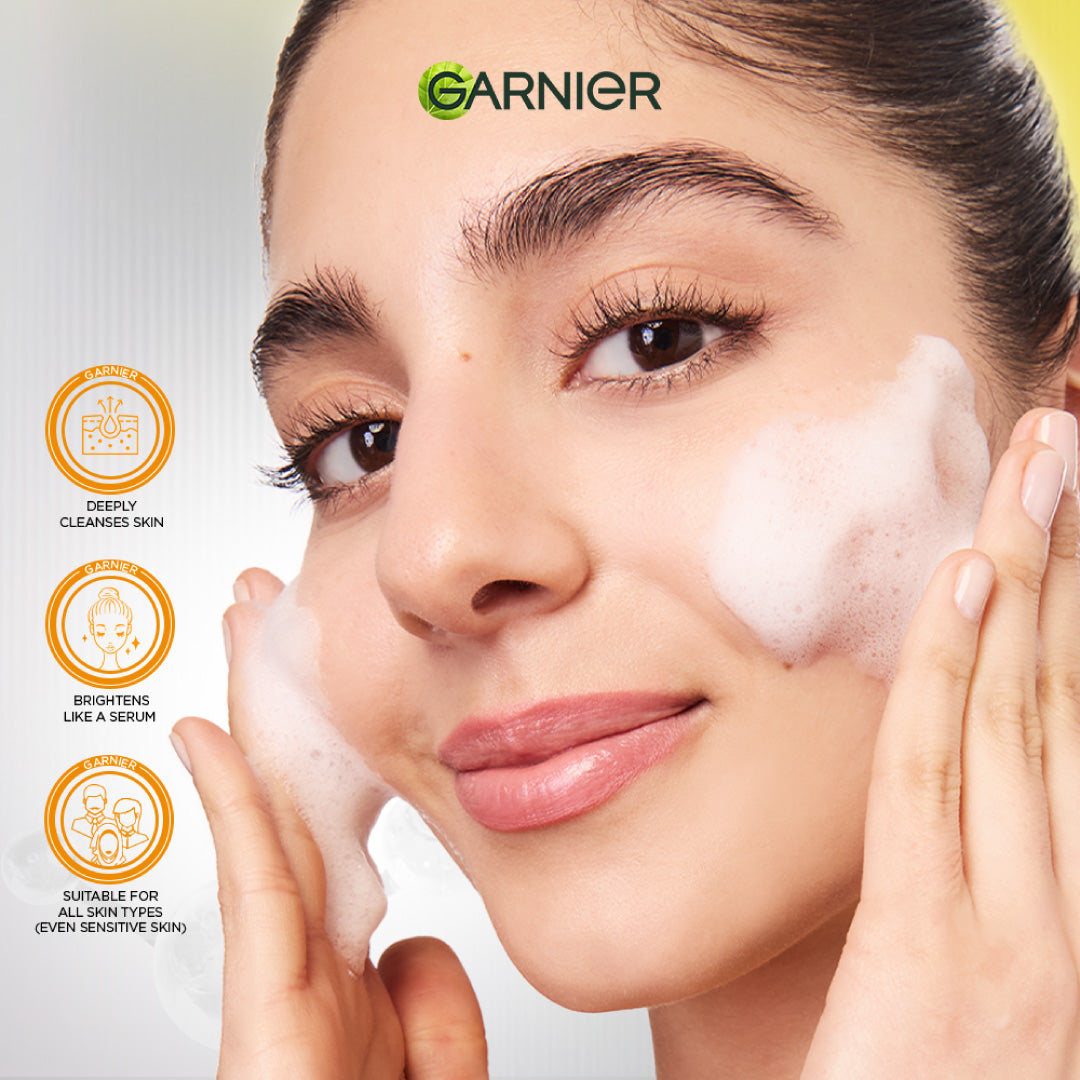 Garnier Fast Bright Serum Cleanser - Dual Action Foam Cleanser - 100 ml