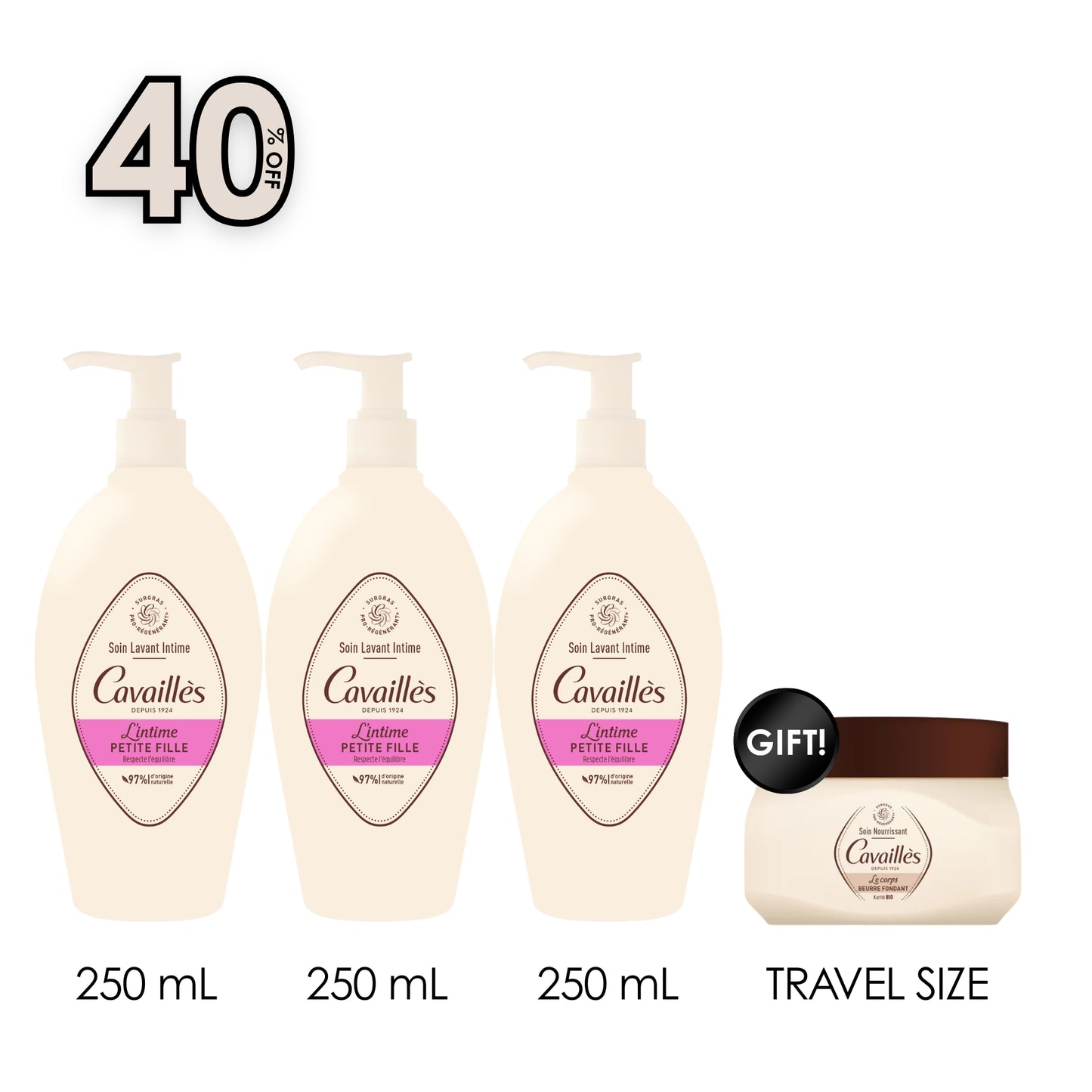 3 x Intimate Cleansing Care For Little Girls 250 ML + Free The Body Nourishing Melting Butter
