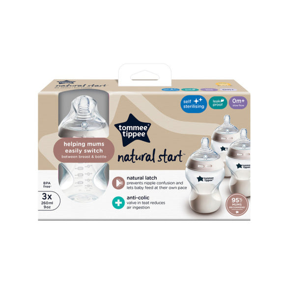 Tommee Tippee Natural Start Bottles 0 M+ X3