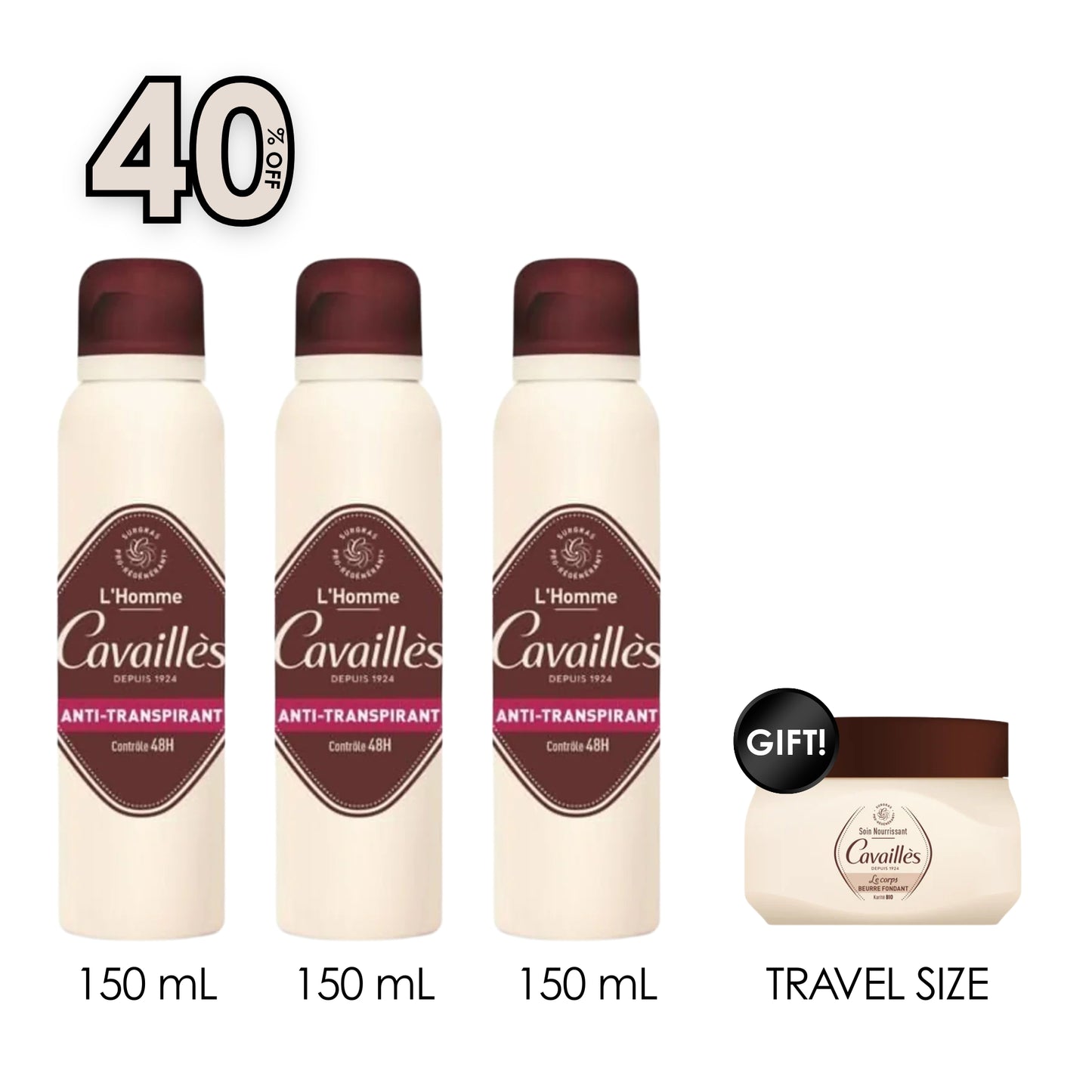 3x Absorb+ 48H Men Antiperspirant Spray 150 ML +Free The Body Nourishing Melting Butter